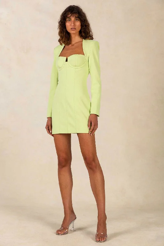 Paulita Bonded Crepe Mini Dress Lime Punch by Misha