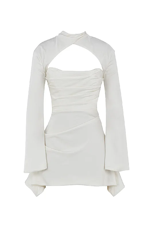 Toira White Draped Corset Dress by House of CB