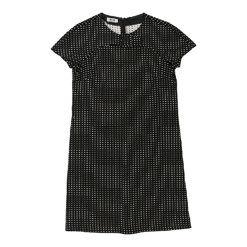 Cheap & Chic Moschino Polka Dot Midi Dress - Large Black & White Cotton