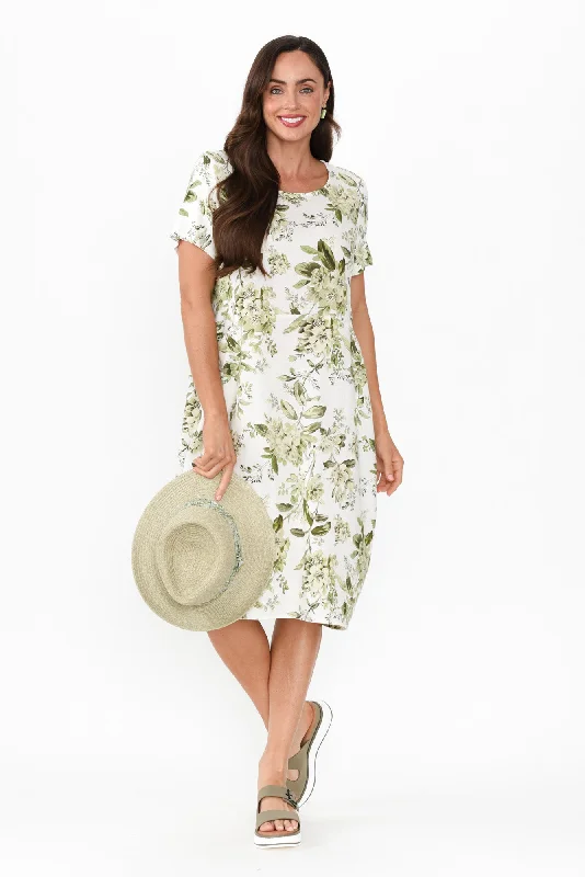 Evalina Green Floral Midi Dress