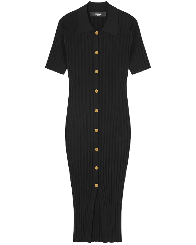 Black Ribbed Midi Dress