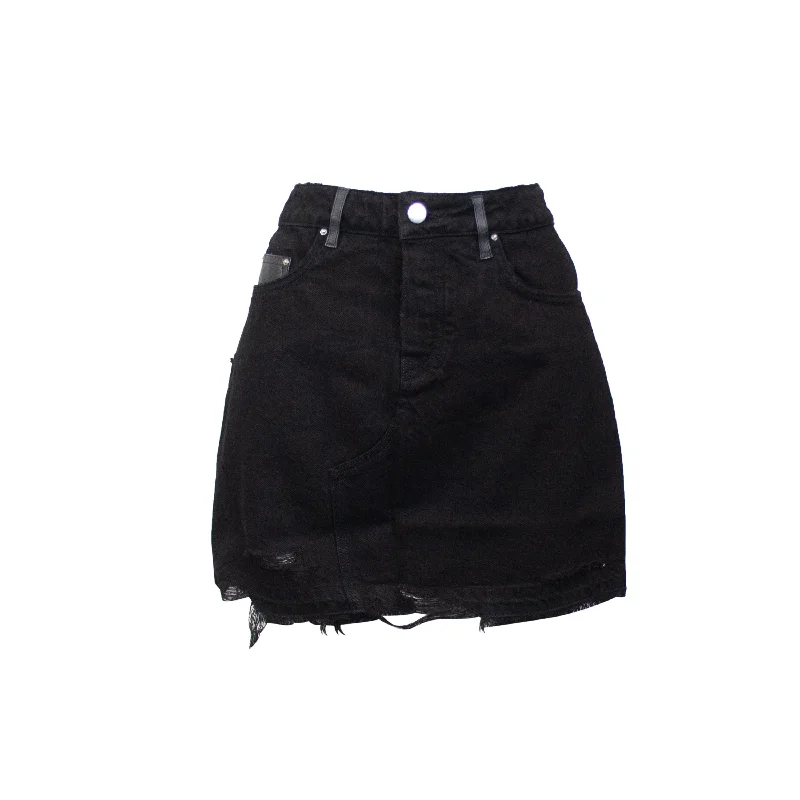 Amiri Black HIGH WAIST SKIRT/LEATHER BACK