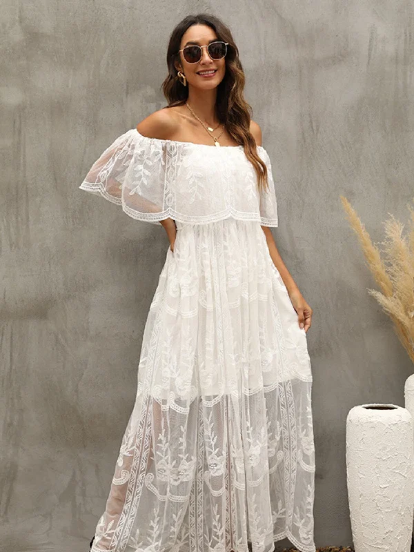 BerriesJam - Off Shoulder Lace See-through Maxi Dresses