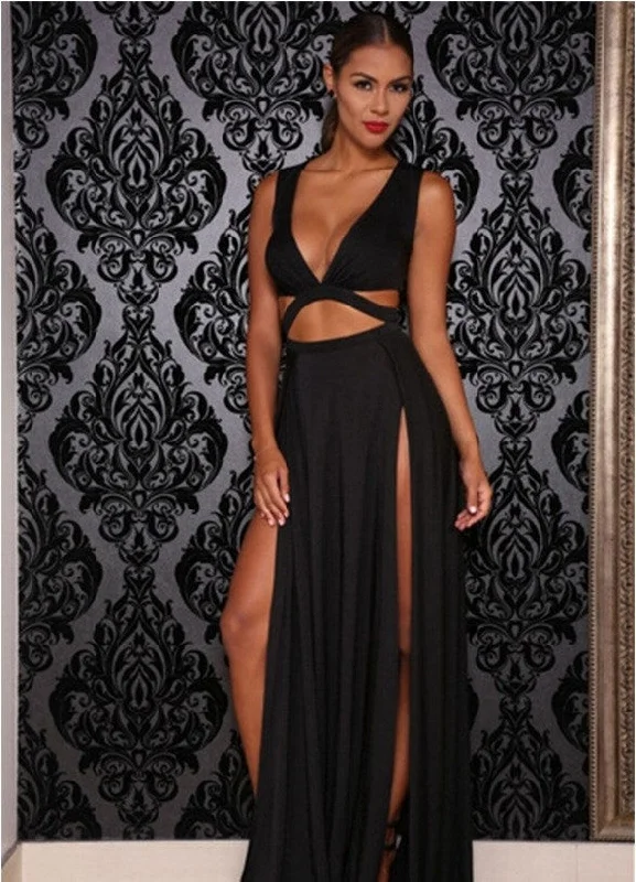 Sexy Dress Women Maxi Dress Cut Out Double Split