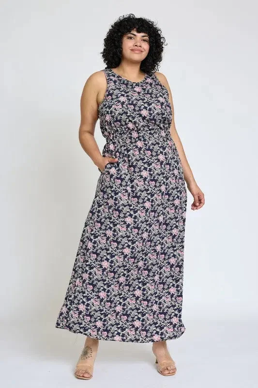 Sleeveless Blouson Band Maxi Dress