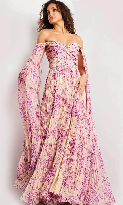 Jovani 26141 - Print Pleated Skirt Long Dress