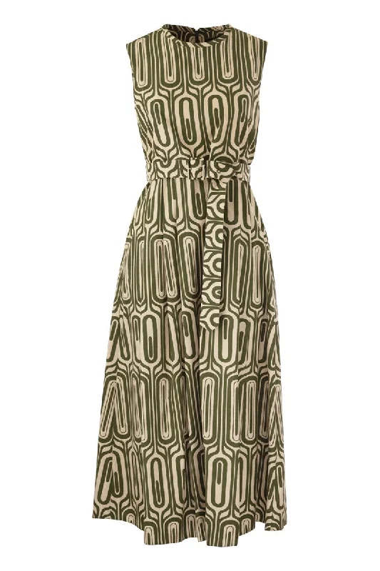 ANDREIS - Printed cotton dress with belt