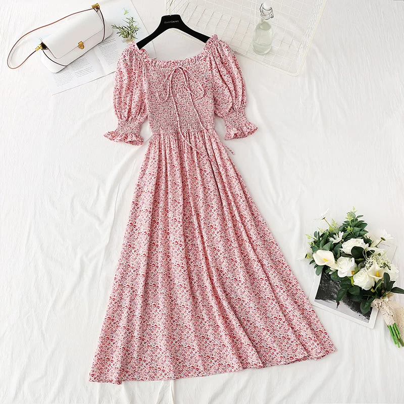 New women's Chiffon Ruffle lace up first love floral dress  4861