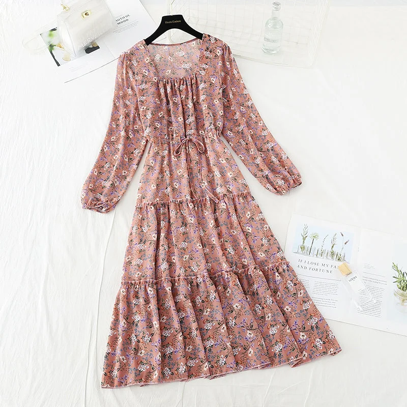 New women's Collar Chiffon Floral Dress  4716