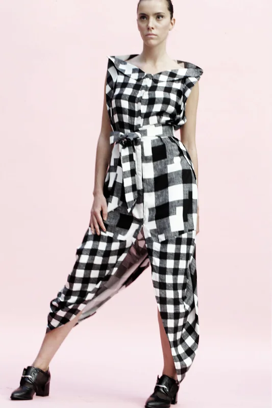 Origami Buri Viscose Shirt Dress / Checks