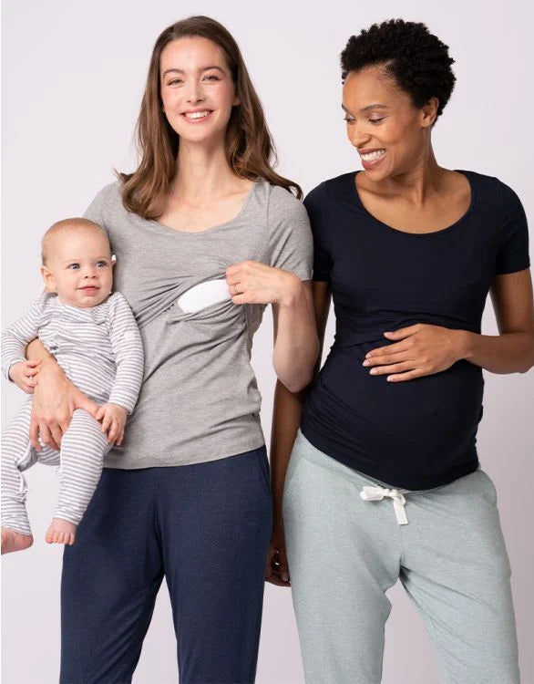 Twin Pack Maternity & Nursing T-Shirts SS – Navy & Grey